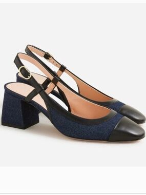 J. Crew Layne cap toe heels in washed denim Sz 7